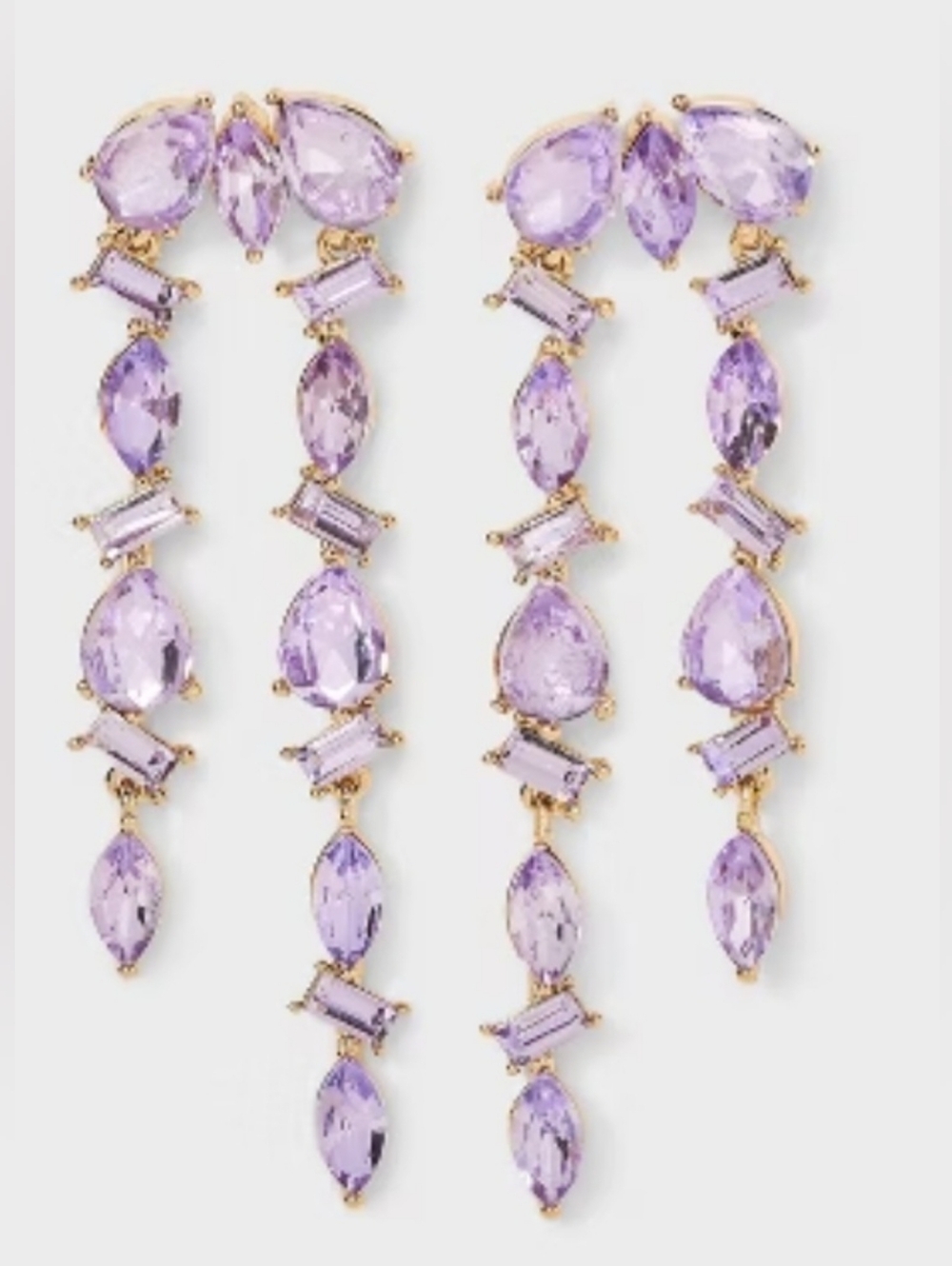 A New Day Purple Rhinestone Drop Earrings